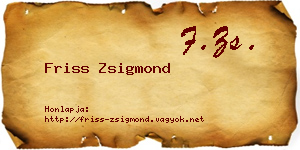 Friss Zsigmond névjegykártya